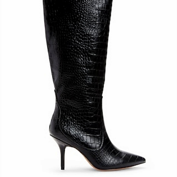 Express Shoes - Express Knee High Textured Kitten Heel Boots 7